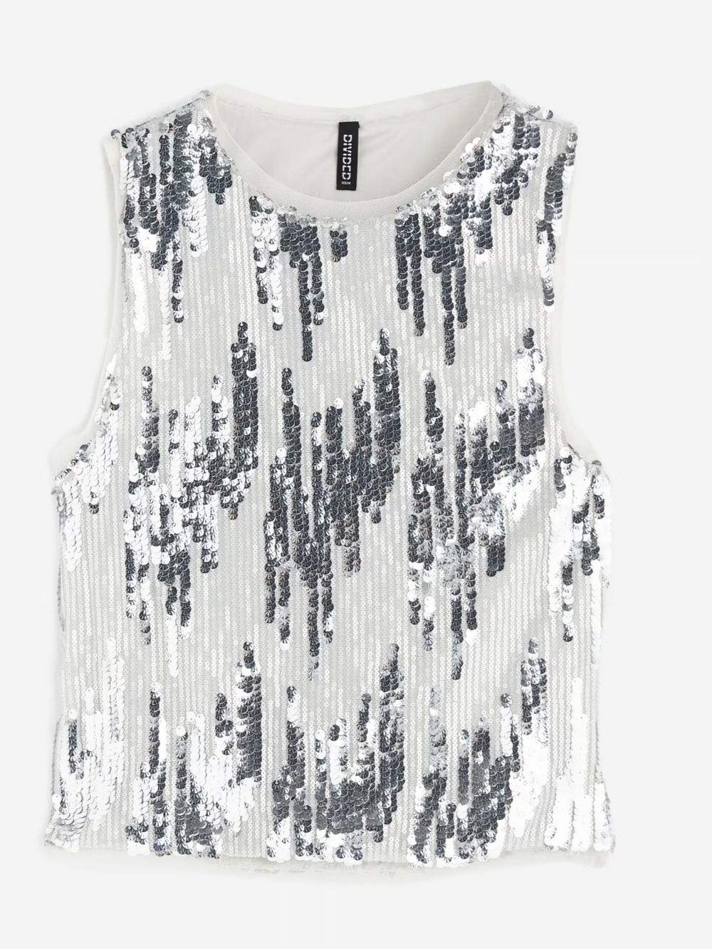 Divided Silver Sequin Tank Top